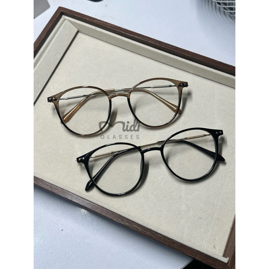 Kính mắt tròn Midiglasses unisex hoạ tiết 2 chấm chất liệu nhựa phối kim loại