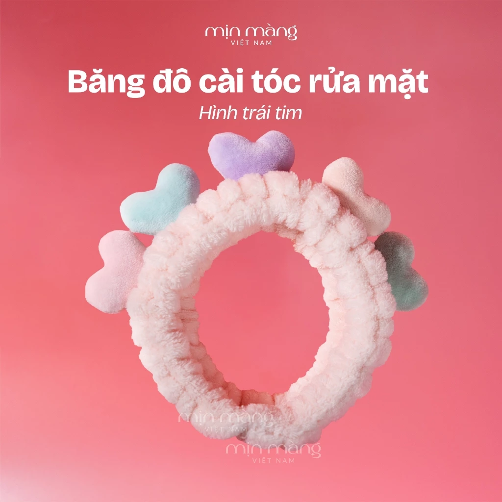 Băng Đô Cài Tóc Nữ Bờm Rửa Mặt Skincare Tone Hồng Cute Dễ Thương MỊN MÀNG VIỆT NAM Chính Hãng