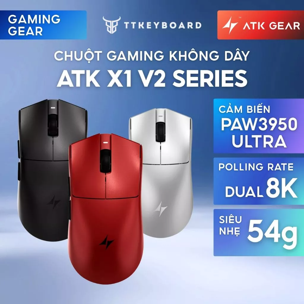 [Hỏa Tốc] Chuột Không Dây ATK X1 Air, X11 Ultimate, X1 Ultra Max, X1, X1 SE Paw3955 8K Polling Rate