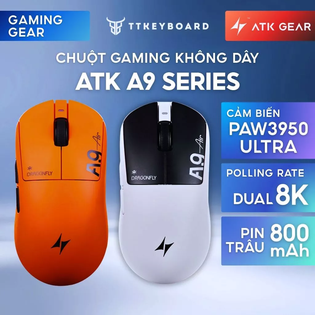 [Hỏa Tốc] Chuột Không Dây ATK Dragonfly A9 Ultra Mini A9 Pro/A9 Plus/A9 SE PAW3950 Ultra 8K Polling