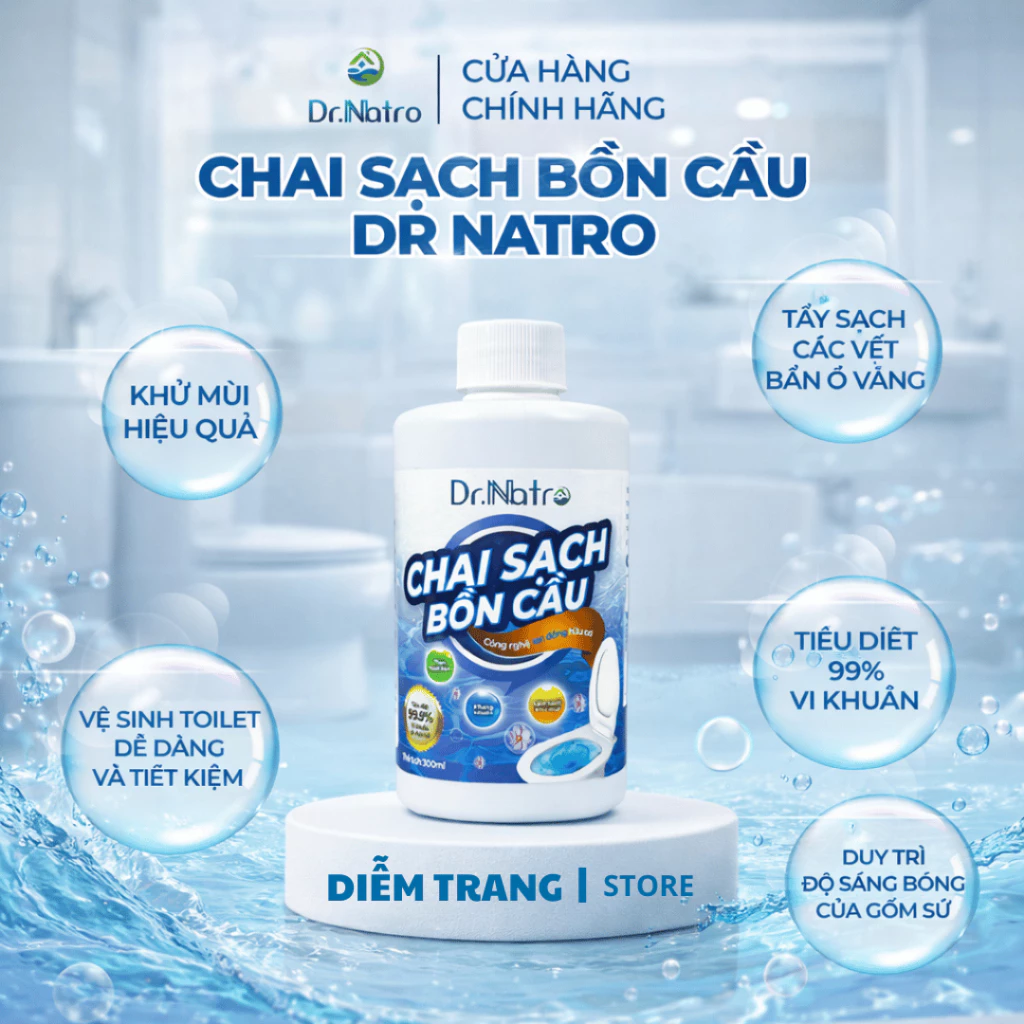 Chai Sạch Bồn Cầu Dr Natro 300ml Siêu Sạch Kháng Khuẩn Giữ Hương Thơm Lâu, An Toàn Sử Dụng