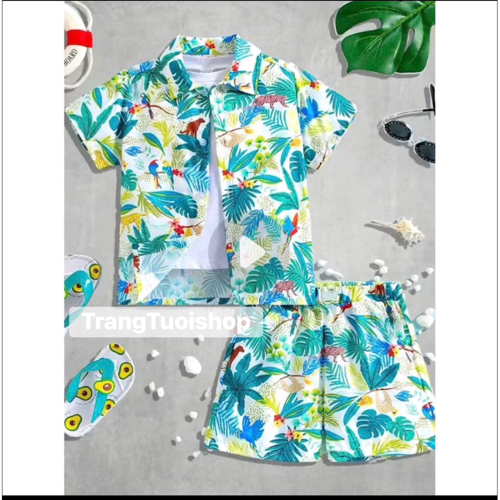Bộ Đồ Đi Biển, Đồ Bộ Đi Biển cho Nhóm gia đình nam nữ đủ size chất vải kate thái mát mẻ Trang Tươi shop
