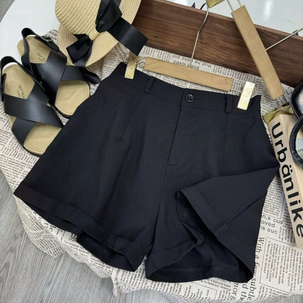 Quần Short Nữ Bigsize Cạp Cao Dáng Chữ A Có Ly, Túi 2 Bên, Gấu Gập Tôn Dáng, Quần Đùi Nữ Thời Trang-Q28