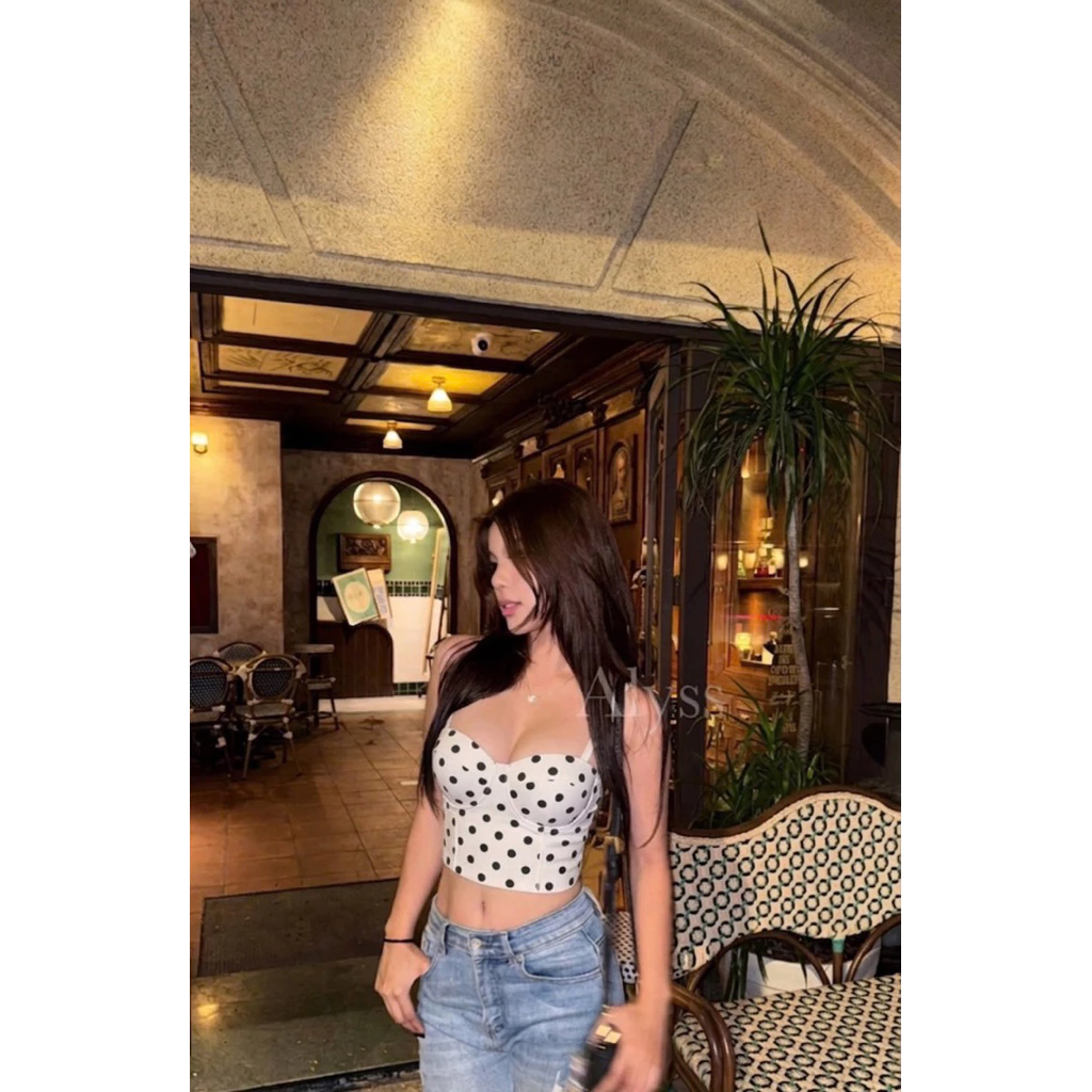 Polka Dot Corset - Áo corset cúp ngực chấm bi hottrend có mút ngực