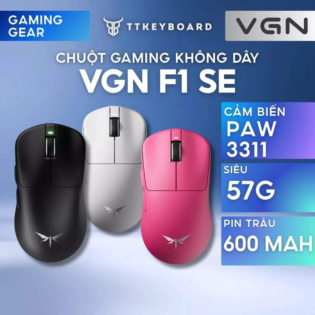 Chuột Gaming VGN F1 Super Edition Phiên Bản Mới, 3 Mode Kết Nối, Paw3311, Hiệu Năng Chuẩn Esport