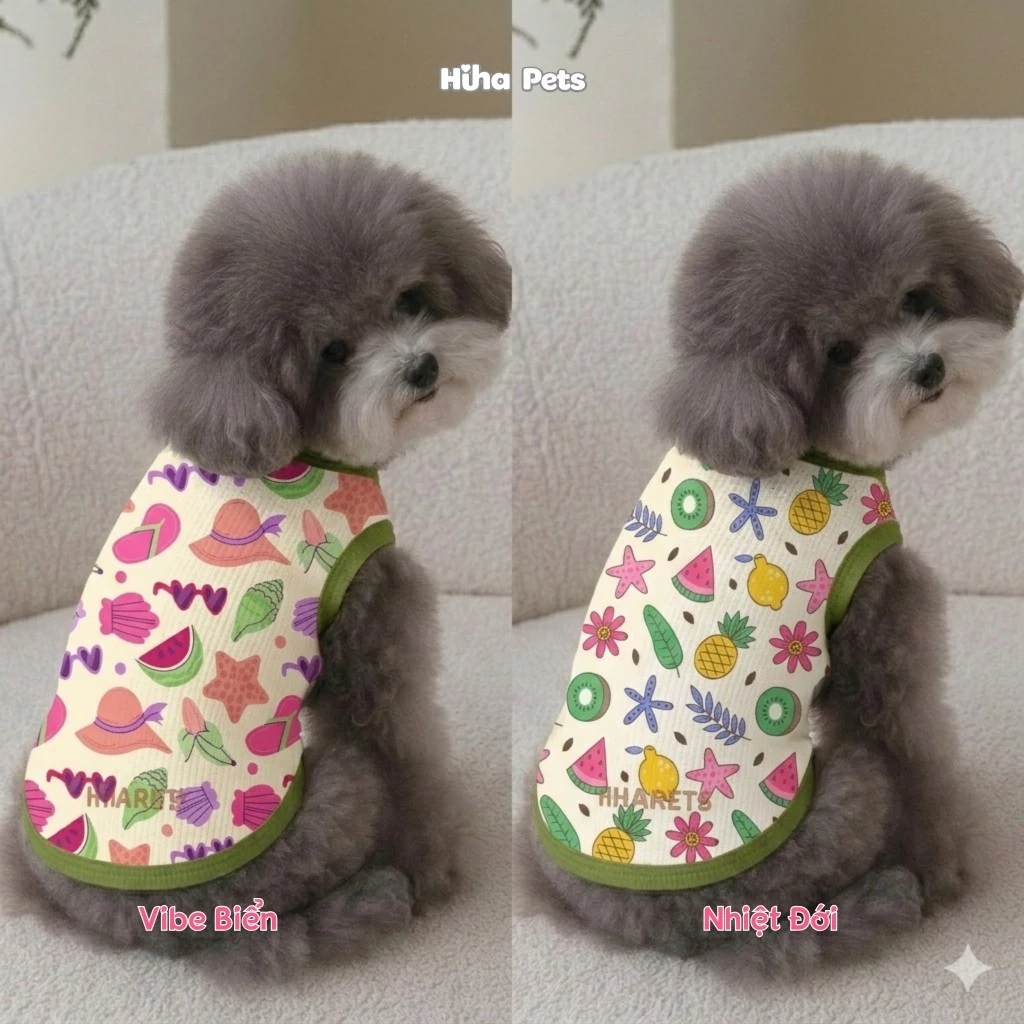 Áo Thun Cho Chó Mèo, Áo Thun Ba Lỗ Cho Thú Cưng, Quần Áo Thun Hè Cho Chó Mèo Hiha Pets