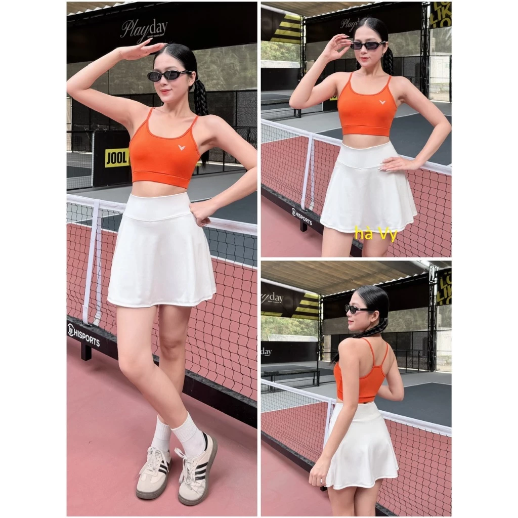 Bộ váy chữ A 2 lớp áo hai dây thể thao, năng động đi bơi, tập Gym Yoga, chạy bộ, Aerobic pickleball, tennis, cầu lông