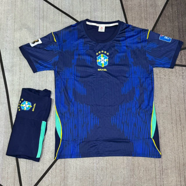 Bộ Quần Áo Đá Banh Brasil Xanh đen 2026 (Nhận In Tên Số) Thun Mè Cao Cấp Logo Thêu Nam Nữ Top Sport