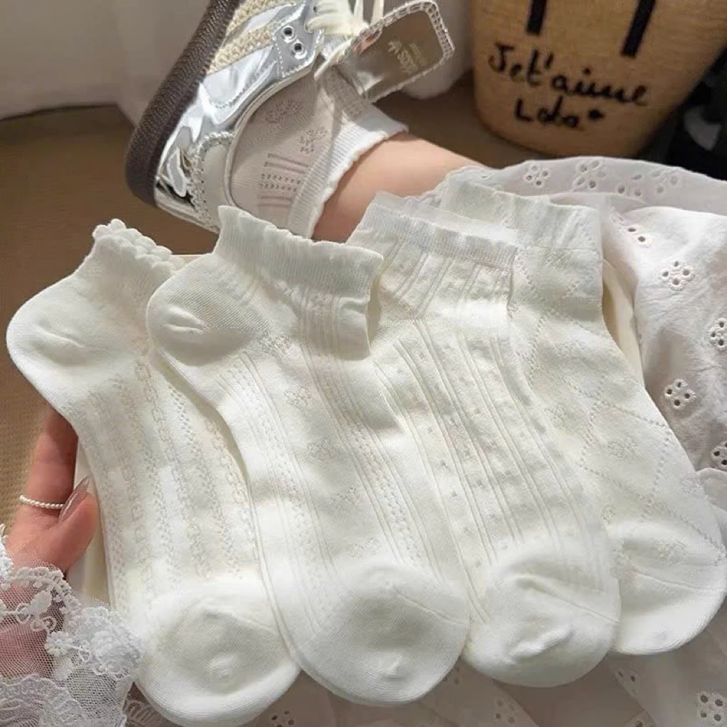 Set 5 đôi tất cổ ngắn TH5 thấp cổ nữ mùa hè, tất lưới thoáng khí tất nữ chống mồ hôi chân
