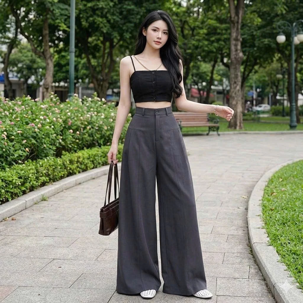 Quần ống rộng nữ 2026 chiết eo, khoe bụng siêu đỉnh. chất golt cao cấp (Me6)