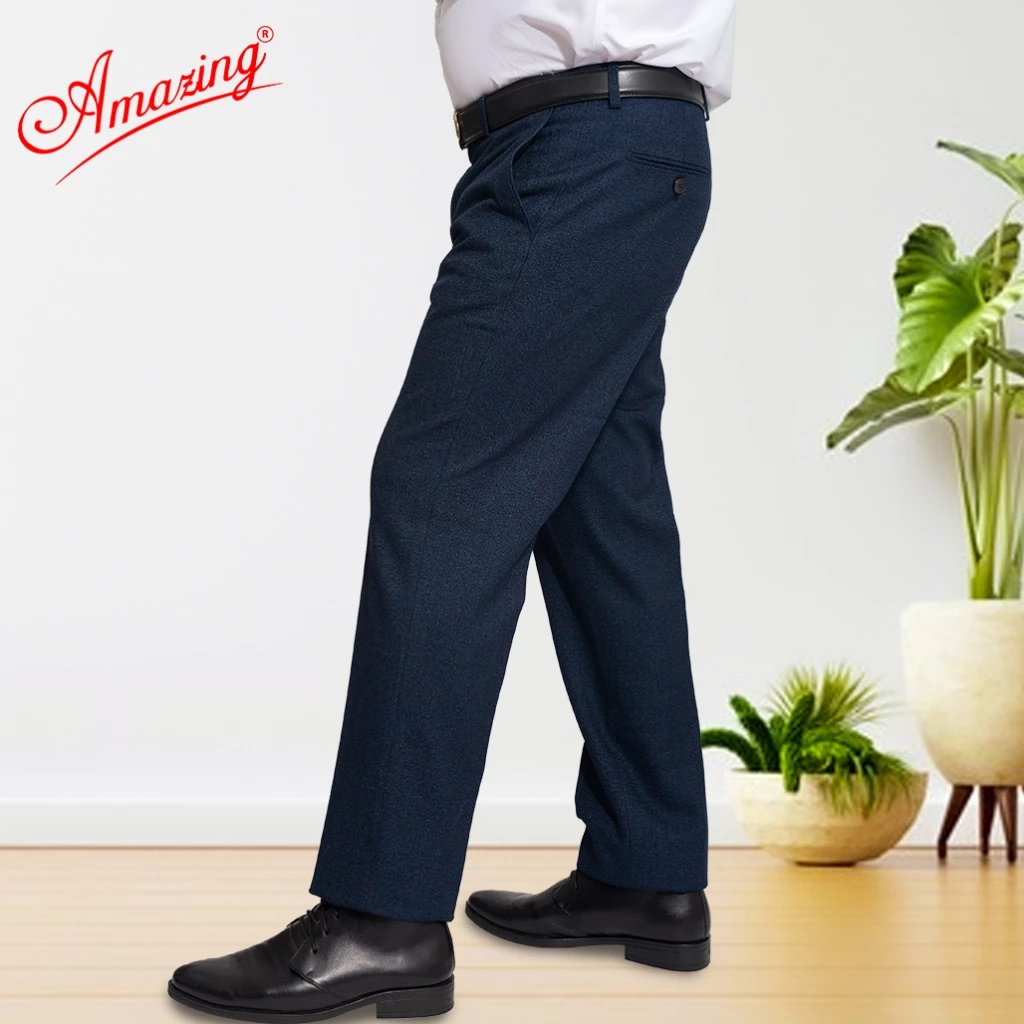 Quần tây âu nam Amazing, màu xám, vân chìm, phong cách công sở trung niên, ống suông, không ly