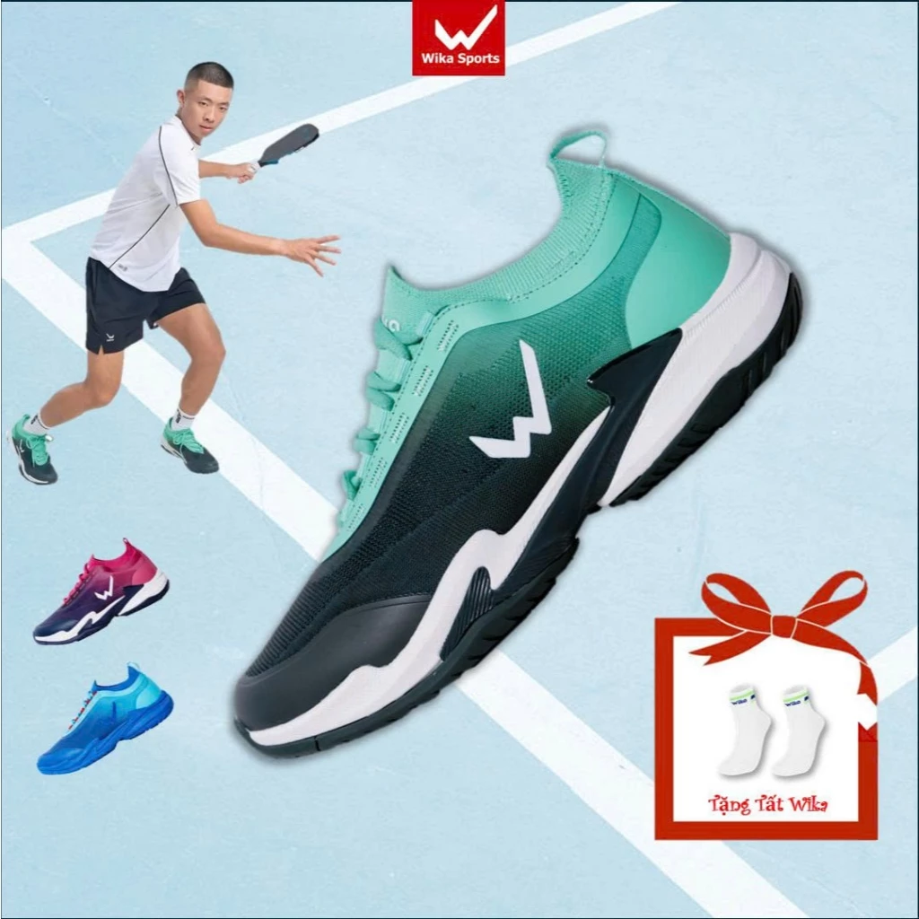 Giày Pickleball Wika Stark ~ Quang Dương Chính Hãng, Giày Cổ Chun Dệt Ôm Sát Linh Hoạt Cố Định Cổ Chân