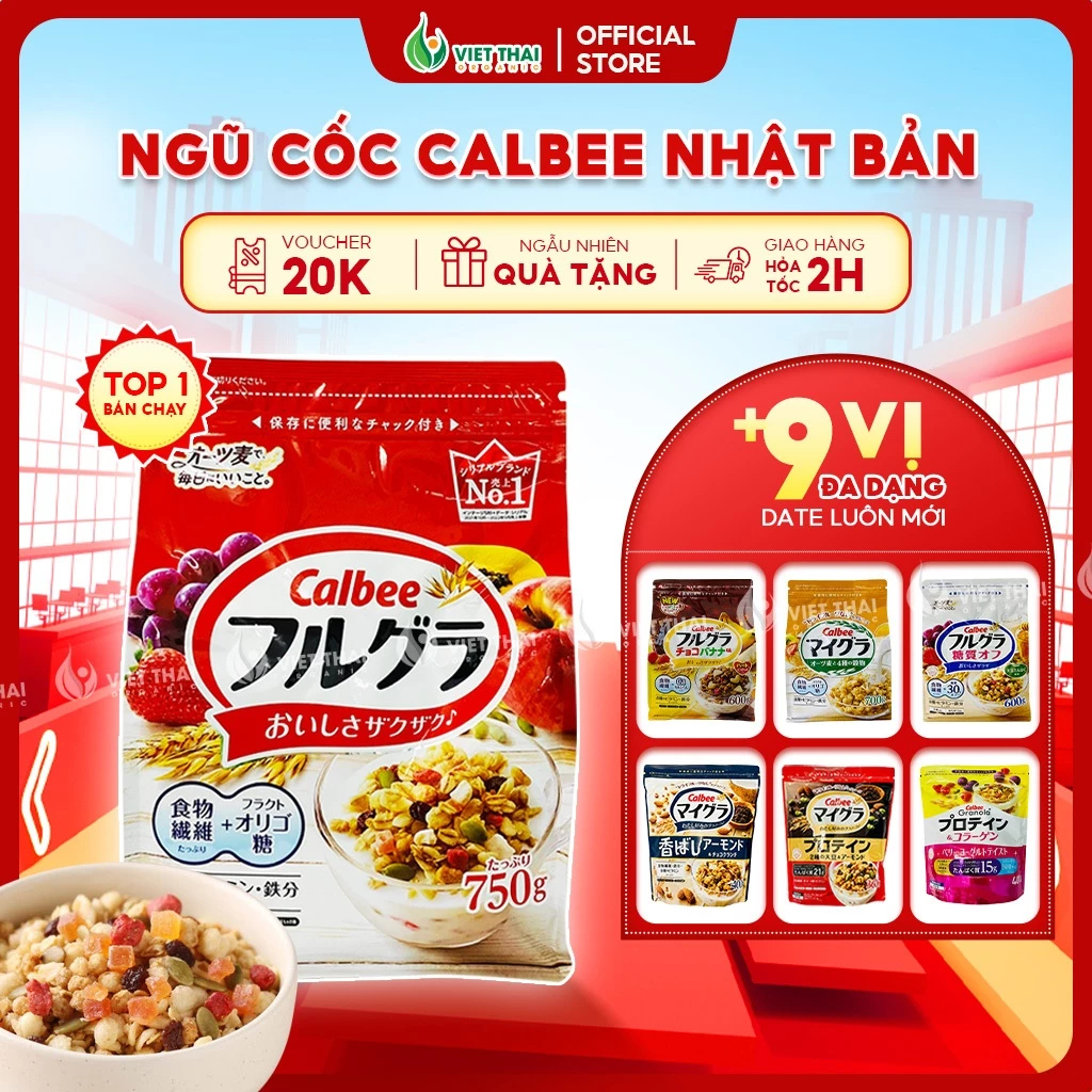 【TOP 13+ VỊ BÁN CHẠY】Ngũ Cốc Dinh Dưỡng Ăn Sáng Calbee Nhật Bản - Granola Hạt Ăn Kiêng Ít Đường