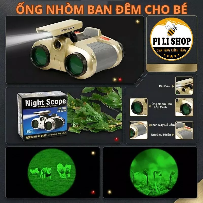 Ống Nhòm Có Đèn Nhìn Trong Đêm NIGHT SCOPE, Ống Nhòm Địa Hình Rèn Luyện Kĩ Năng Quan Sát Cho Bé