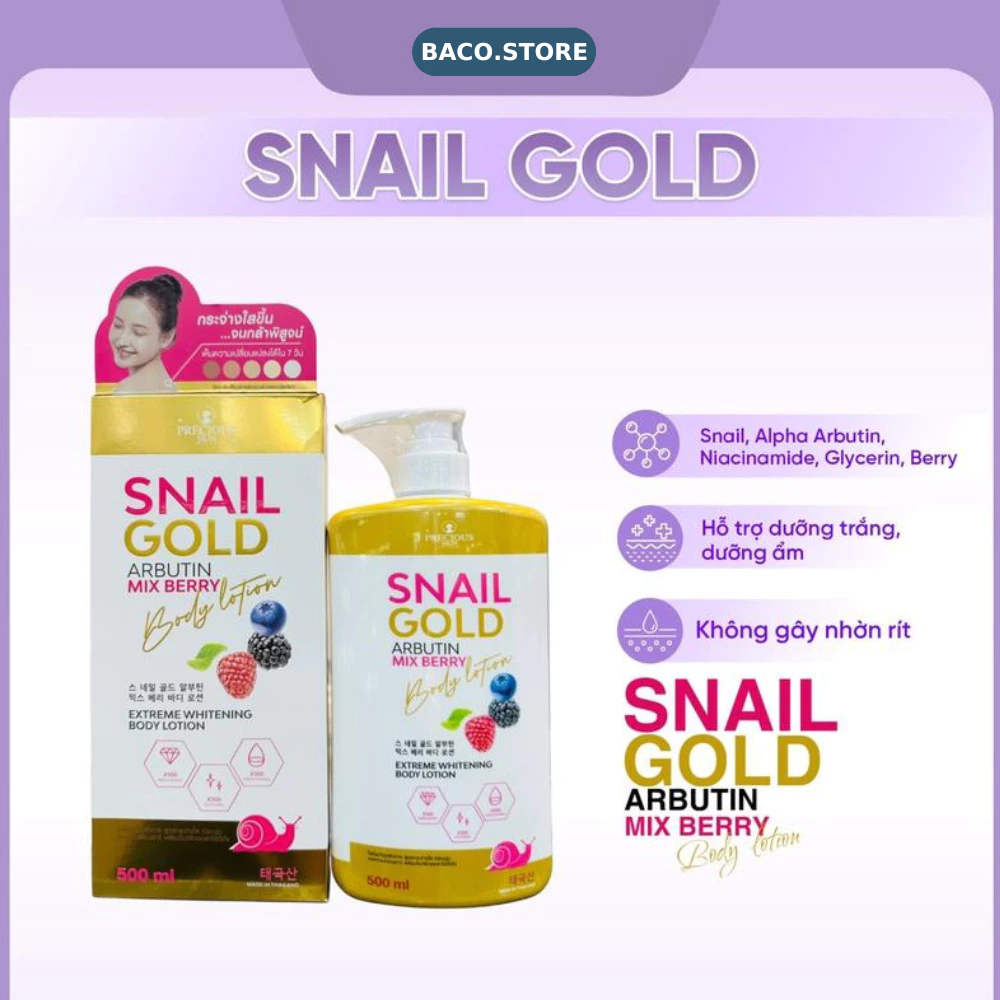 Dưỡng thể Snail Gold Chính hãng Thái Lan Arbutin mix Berry Body Lotion