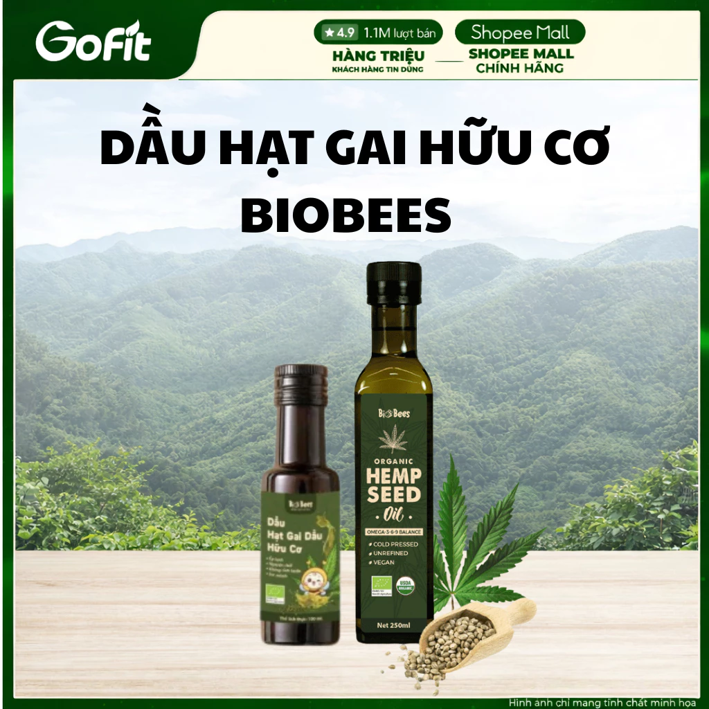 BioBees Dầu Hạt Gai Hữu Cơ Organic Nguyên Chất Dùng Trộn Salad Và Ăn Dặm