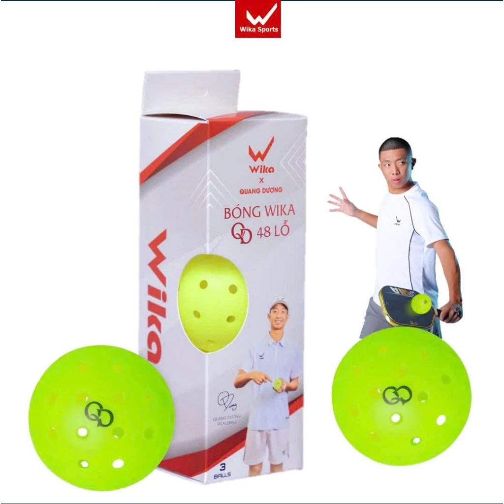 BÓNG PICKLEBALL WIKA X QUANG DƯƠNG 48 LỖ, CHẤT LIỆU PE CAO CẤP, BỀN BỈ, DỄ KIỂM SOÁT