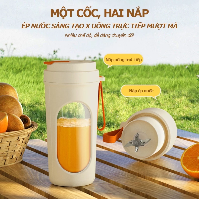 Máy Xay Sinh, ONR, Máy Ép Trái Cây Cầm Tay 340ml, Máy Xay Đá, Lưỡi Dao 10 Lá