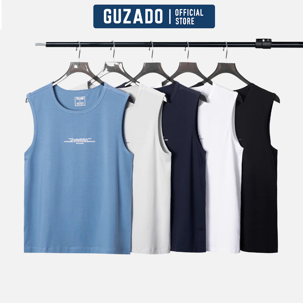 Áo Ba Lỗ Thể Thao Nam GUZADO Chất Cotton Mềm Mịn, Co Giãn Thoải Mái, Thấm Hút Mồ Hôi Tốt GTT02-GATT25S002