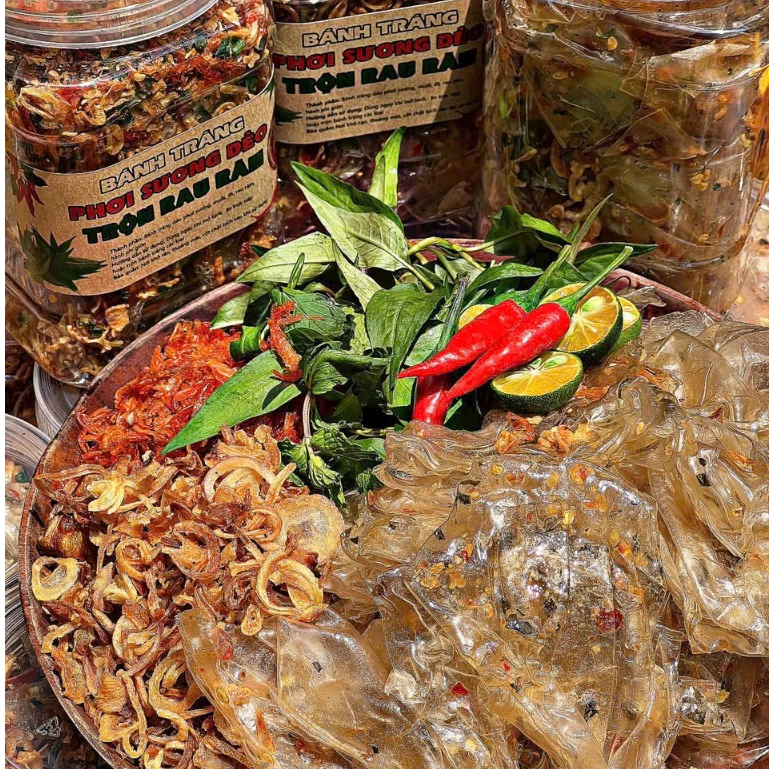 BÁNH TRÁNG VÒ DẺO PHƠI SƯƠNG TRỘN RAU RĂM HỦ 400G
