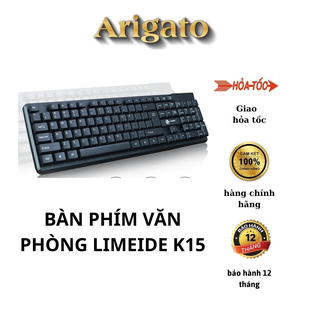 Bàn Phím Văn Phòng LIMEIDE K15 Thiết Kế Gọn Nhẹ, Gõ Êm, Độ Bền Cao, Kết Nối USB Tiện Lợi