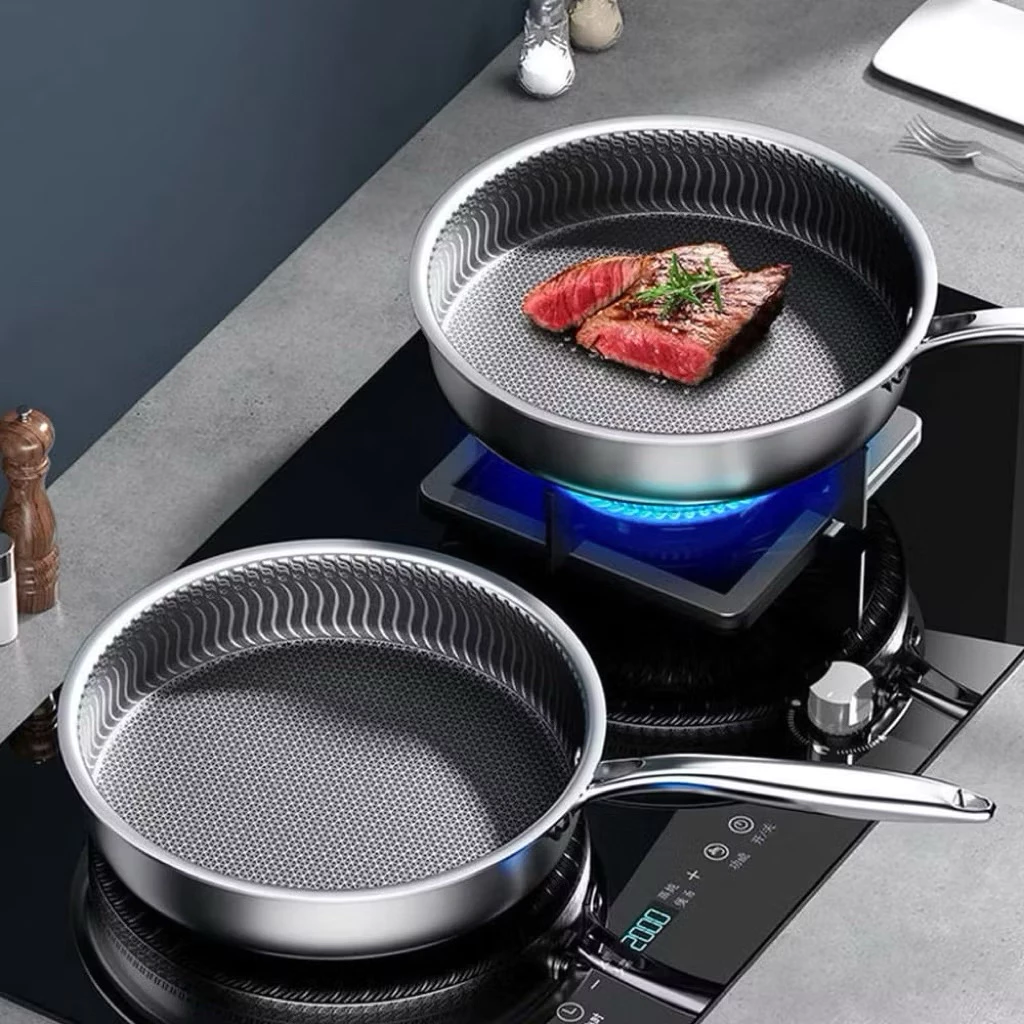 Chảo Sâu Lòng Chống Dính Vân Tổ Ong 28CM - 32CM, nồi bột vân đá tổ ong ko gỉ cao cấp