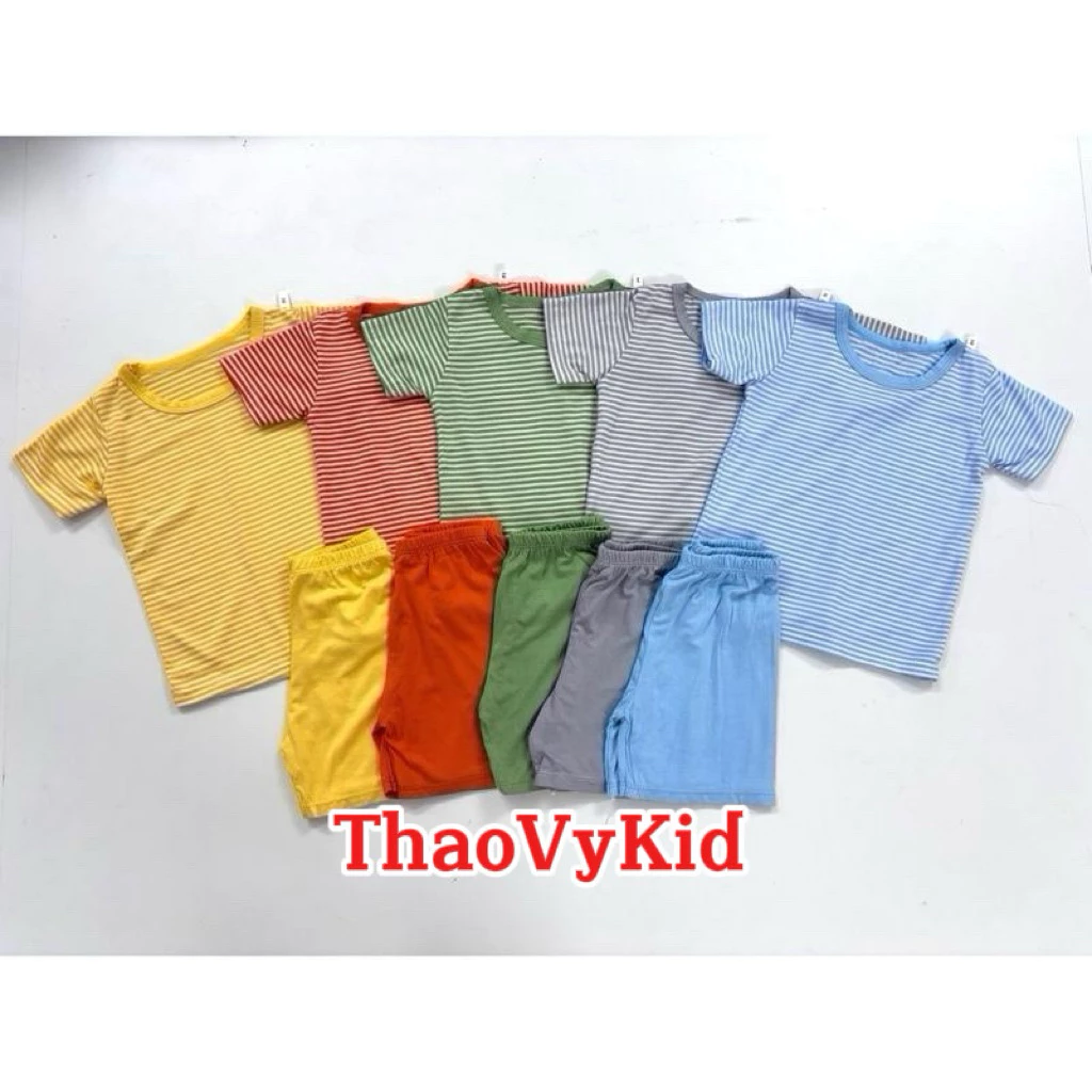 Combo đồ thun lạnh sọc dệt cho bé trai và bé gái