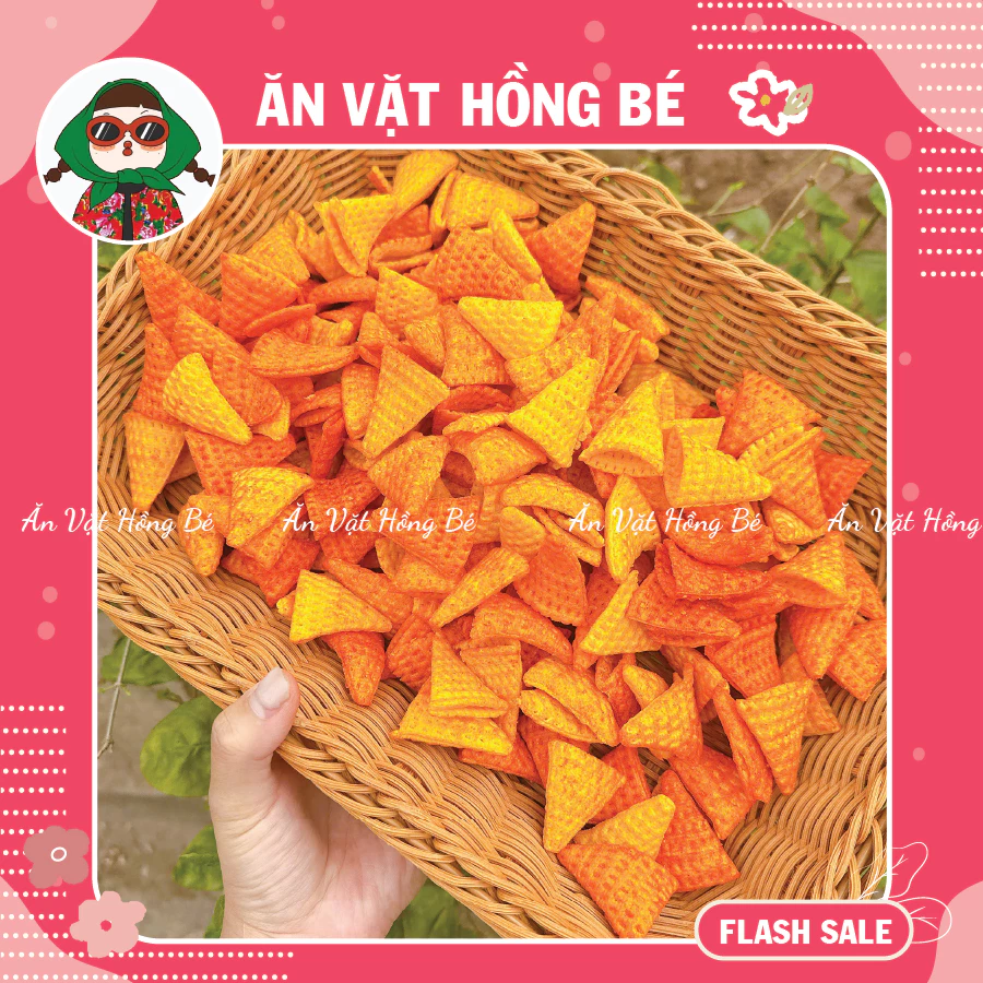 300G Bim Bim Bắp Nón Tam Giác Phô Mai Giòn Tan Tẩm Vị, Bim Bim Nón, đồ ăn vặt tuổi thơ