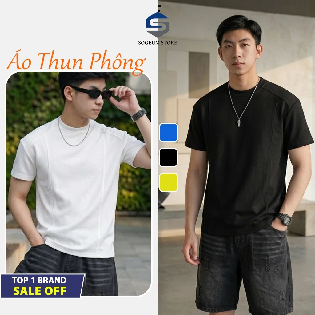 Áo Thun phông Clean Fit Nam Nữ Form Hiện Đại Cổ Tròn Không Bó Sát Body phối Soc Kẻ mang đến sự trẻ trung Sogeum
