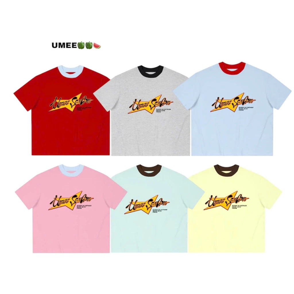 UMESAIGON Áo Thun Form Boxy Tay Ngắn Cotton Cổ Tròn Nam Nữ "UMEE STAR''