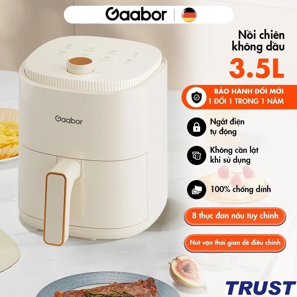 Nồi chiên không dầu Gaabor AF-35M01A màu be dung tích 3.5 lít công suất 800W