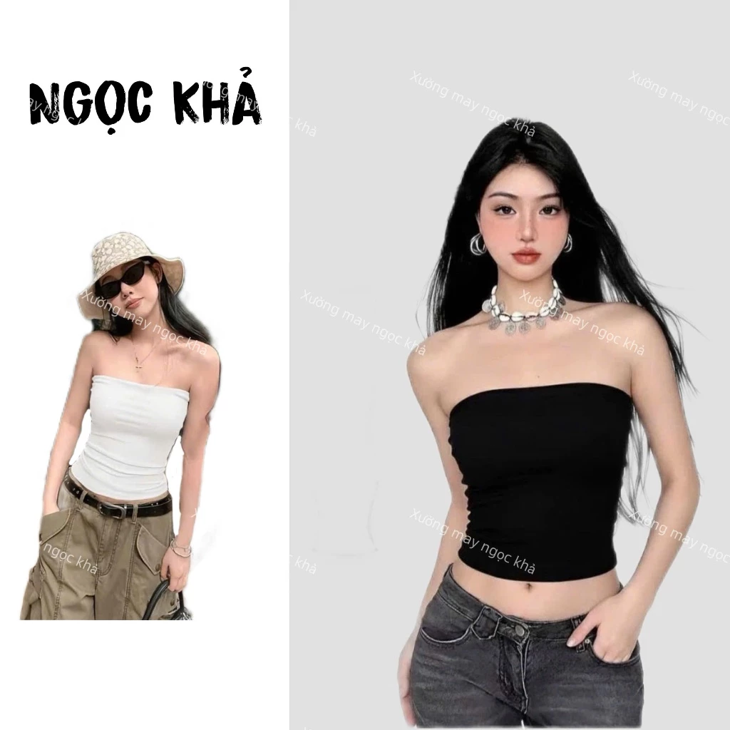 Áo Quây Ngang (KHONG MÚT Ngực ) Chất Thun CoTon Co Giãn Thoáng Mát, Áo Ống Nữ Trơn Tối Giản