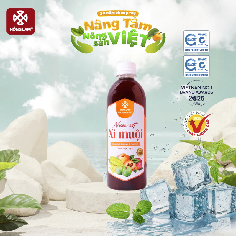 Nước cốt xí muội Hồng Lam chai (500ml). Có vị chua ngọt