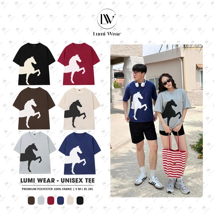 Áo Phông Form Boxy Lumi Wear C01 - Áo Thun Local Brand Unisex Nam Nữ In Ngựa, Cổ Tròn Cao Cấp Không Nhăn