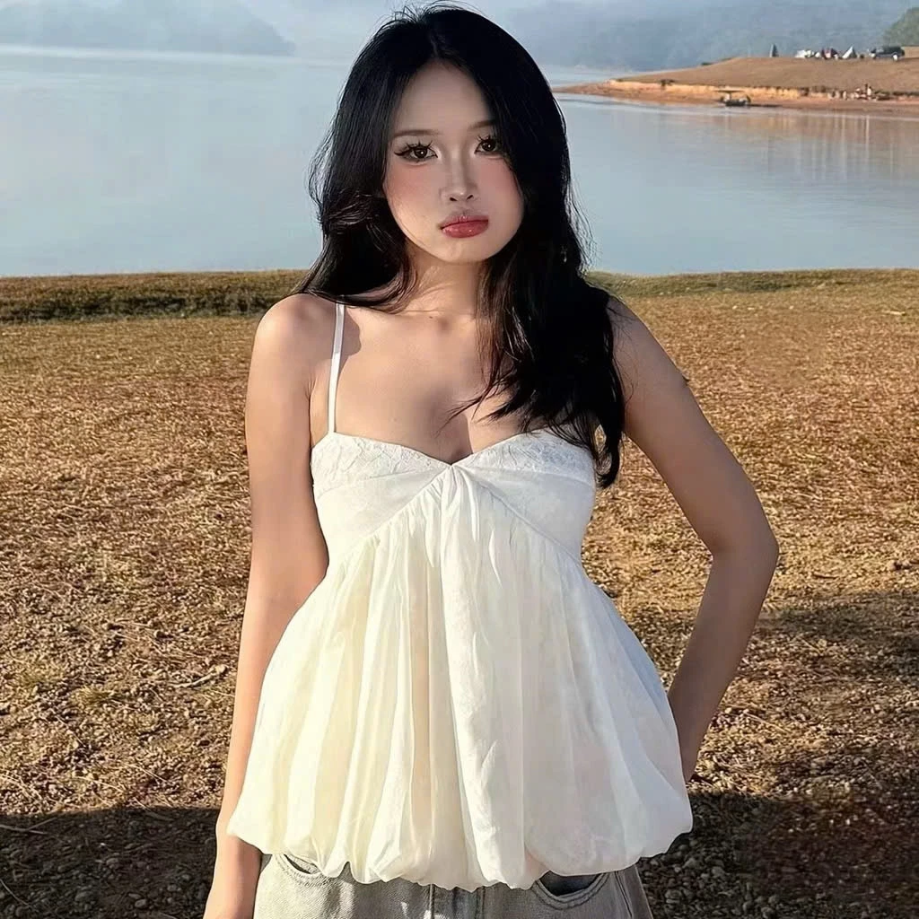 [VIDEO/LOẠI 1] ÁO HAI DÂY CÚP DÁNG BÍ TƠ PHỐI REN CÁCH ĐIỆU BỒNG XOÈ 2MONDAY A176
