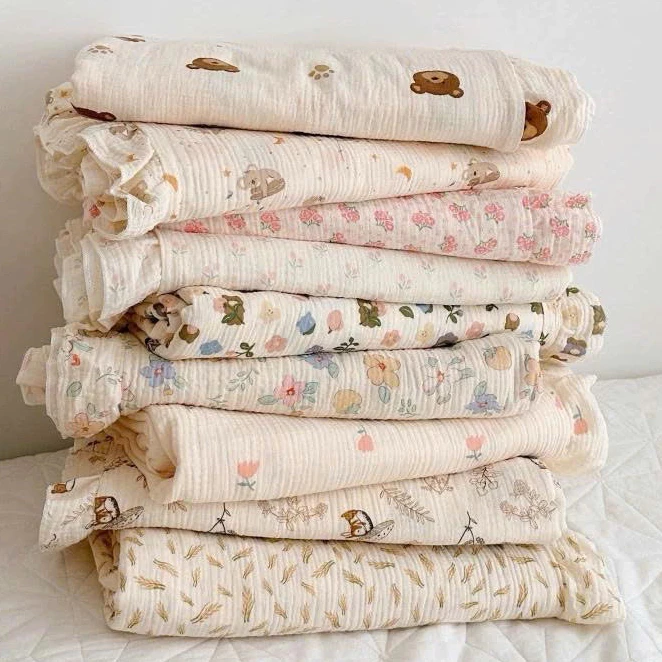⚡️SỈ LẺ⚡️Vải xô muslin cao cấp 2 lớp họa tiết đáng yêu may đồ cho bé, đồ ngủ...