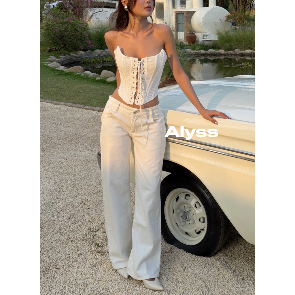 Quần Jeans 𝐇𝐚𝐫𝐩𝐞𝐫 𝐏𝐚𝐧𝐭𝐬 - Quần Jeans Cạp thấp Đáy Ngắn Vibe Y2K- Ống Suông Rộng