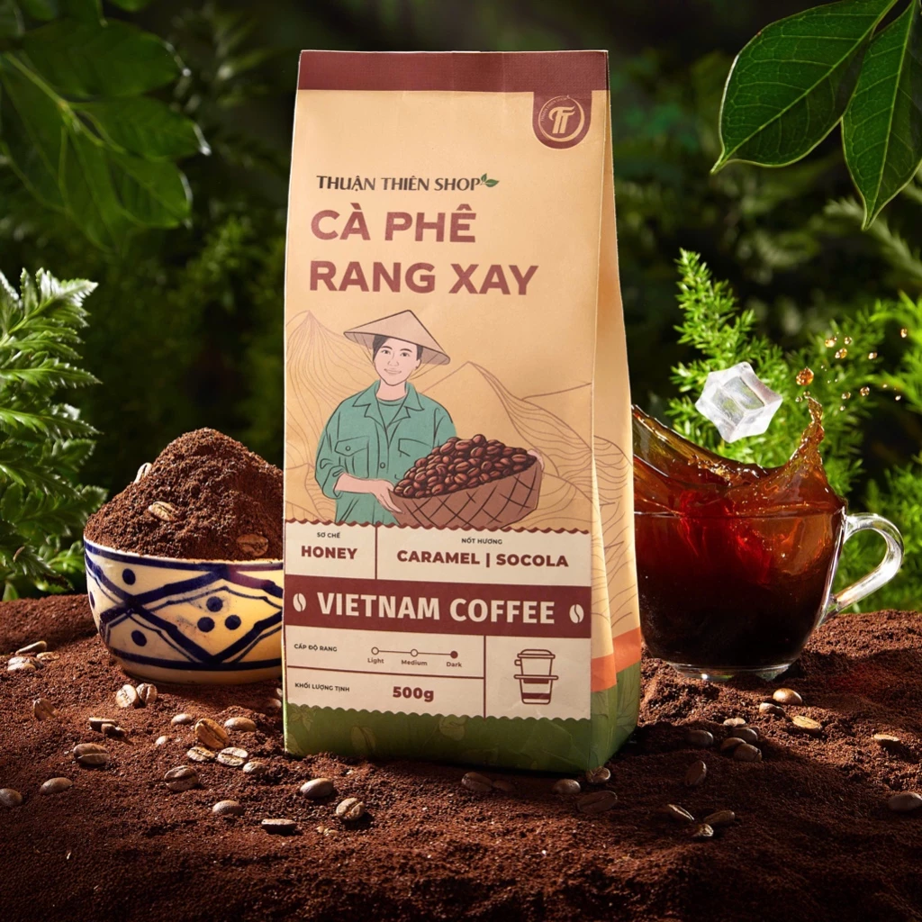 Cà Phê Rang Xay Robusta Honey Loại 1 Thuận Thiên shop 500g