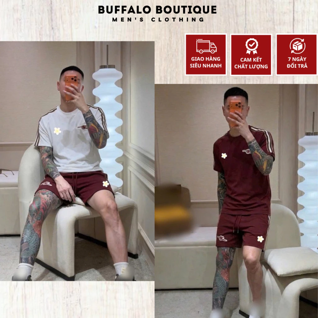 Bộ Quần Áo Nam  Mùa Hè Chất Cotton Cao Cấp - Bộ Cộc Hè Nam Nữ Thêu Logo Asenal Siêu Nét