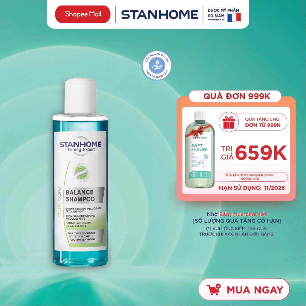 Dầu gội giảm ngứa loại bỏ gàu Stanhome balance shampoo 200ml