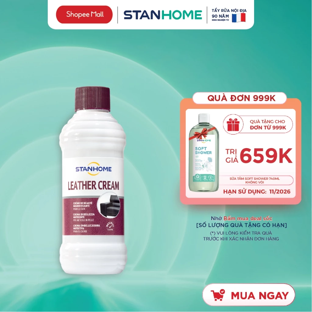 Kem Dưỡng Đồ Da Thật STANHOME Leather Cream Làm Sạch Và Vệ Sinh Nội Thất Ô Tô, Ghế Da 250ML