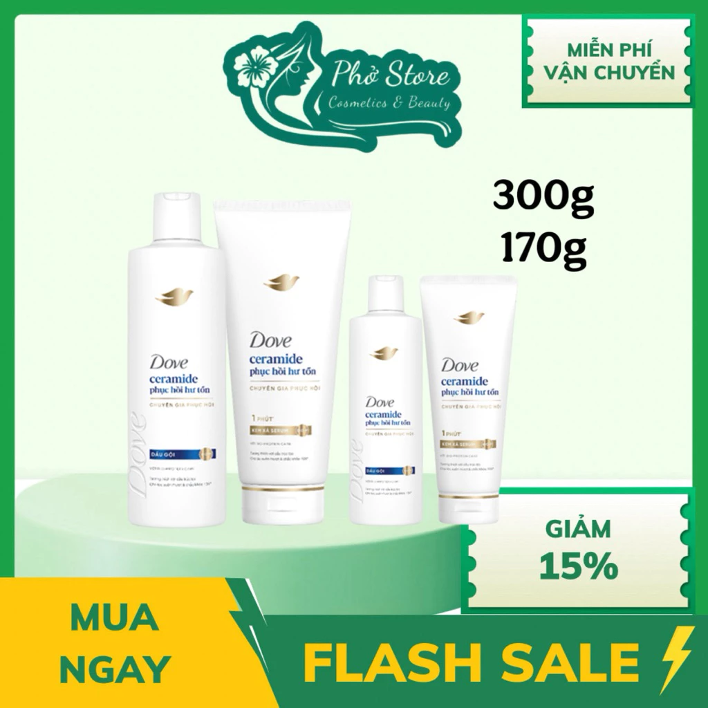 Dầu Gội, Kem Xả Dove Ceramide Phục hồi hư tổn 350g,300g,190g,170g