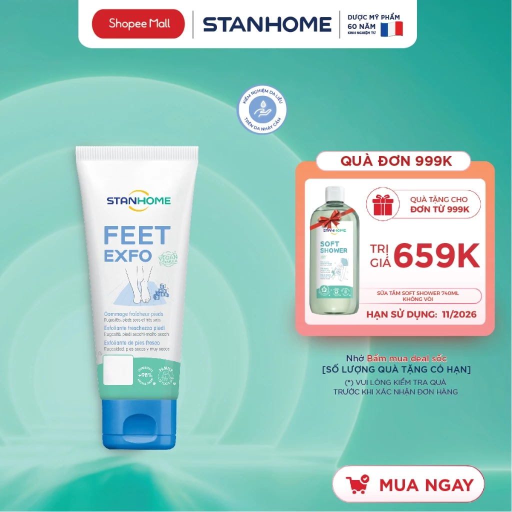 [Hạn 04/2027] Kem Tẩy Tế Bào Chết Da Chân STANHOME Feet Exfo Giảm Nứt Nẻ Gót Chân Thô Sạn Không Gây Kích Ứng 75ML
