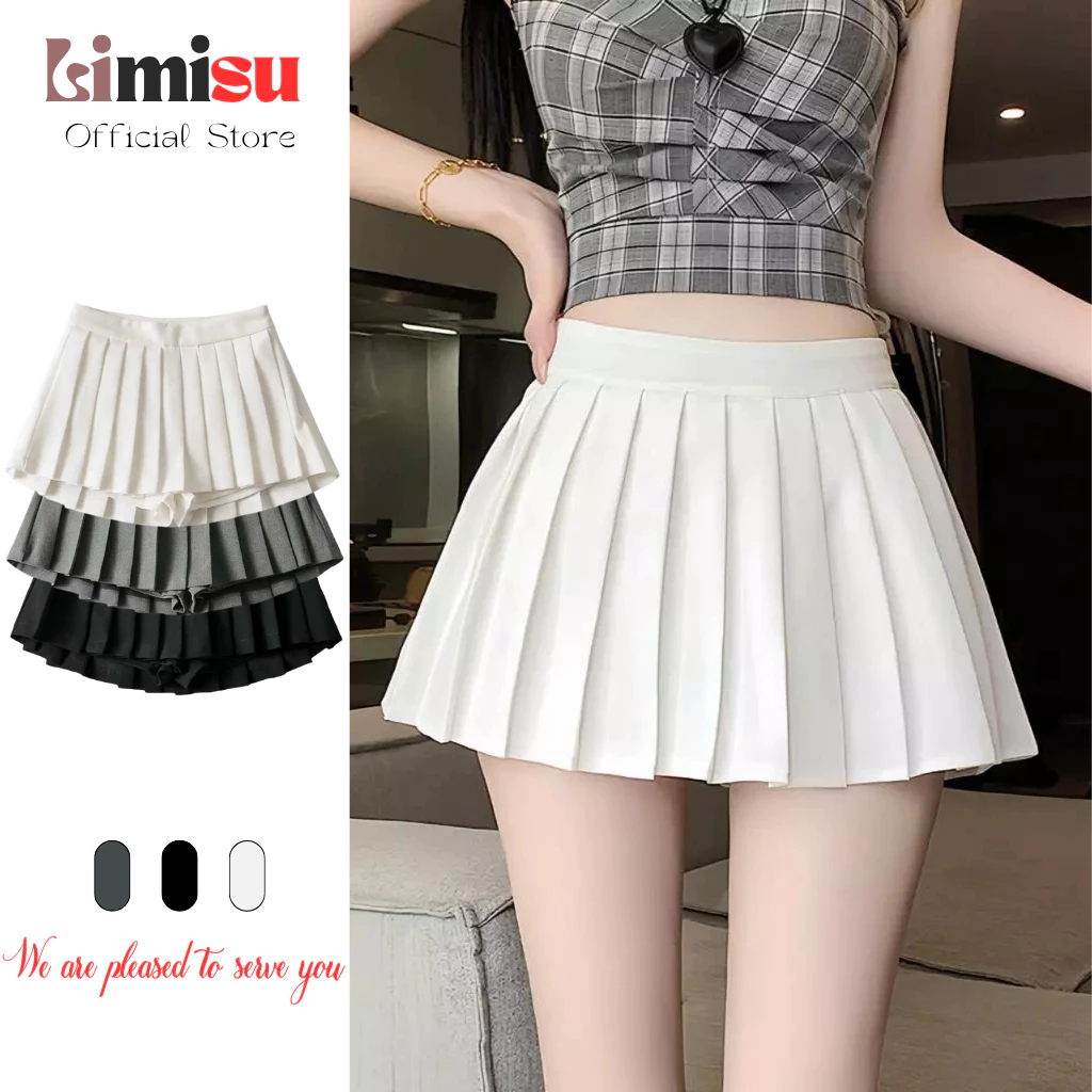 Chân Váy Xếp Ly Nhỏ Dáng Ngắn LIMISU Có Quần Bảo Hộ, Chân Váy Ngắn Xếp Ly 1 Tầng Siêu Xinh
