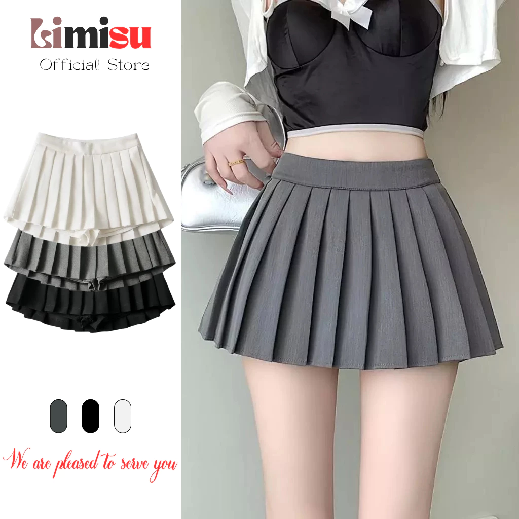 Chân Váy Xếp Ly Dáng Ngắn LIMISU Có Quần Bảo Hộ, Chân Váy Ngắn Xếp Ly Nhỏ 1 Tầng Phong Cách Hàn Quốc