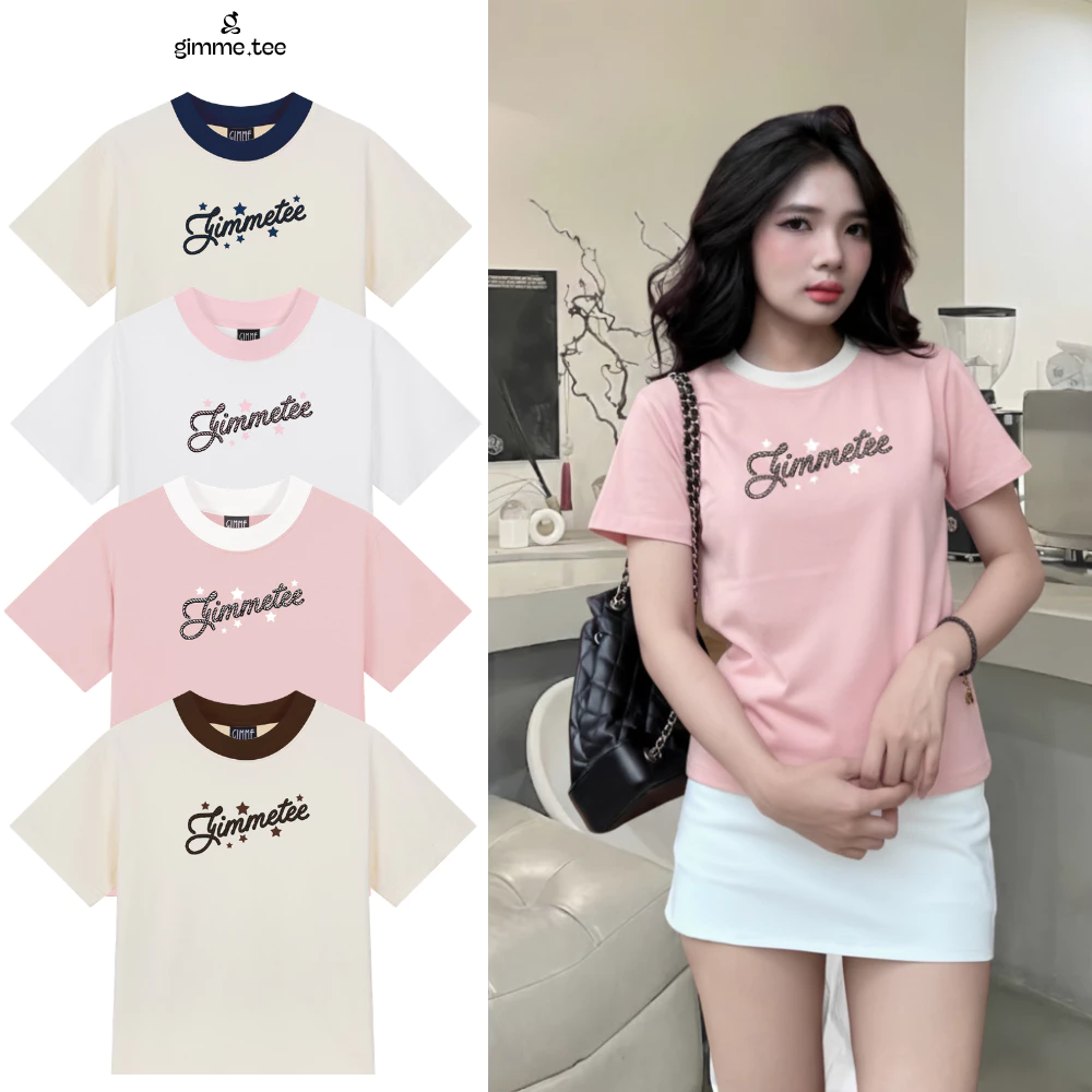 [Hàng Mới] Áo BabyTee Form Nữ - PHỐI CỔ - Premium Cotton 250gsm 2 Chiều Cổ Tròn - Áo thun - GMB130