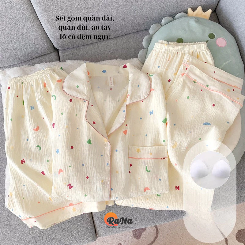 Bộ đồ nữ tay ngắn RaNa có miếng đệm ngực không cần mặc áo lót thoáng mát cả ngày