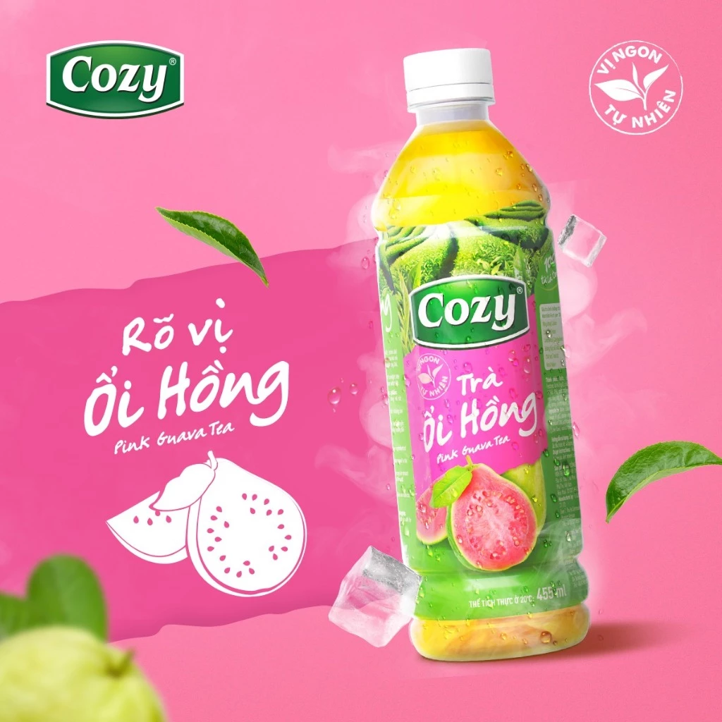 Trà Ổi Hồng Cozy Thùng 24 Chai Uống Liền Trà Trái Cây Thơm Ngon Rõ Vị Ổi Hồng Ngọt Thanh