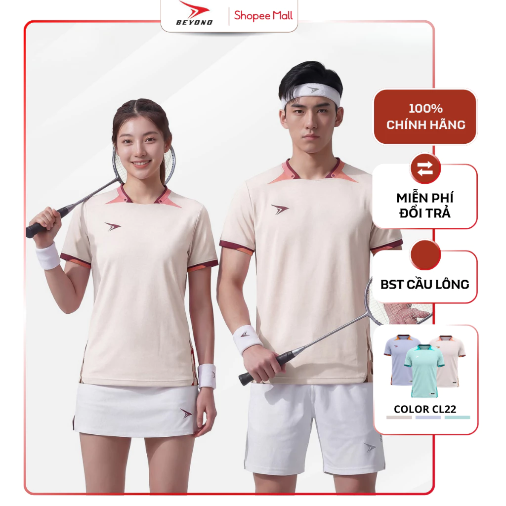 [MUA 2 GIẢM 5%] Áo Thể Thao Cầu Lông Nam/Nữ Beyono TOP CL22 - Vải Mát Lạnh Mềm Mại, Thoáng Khí