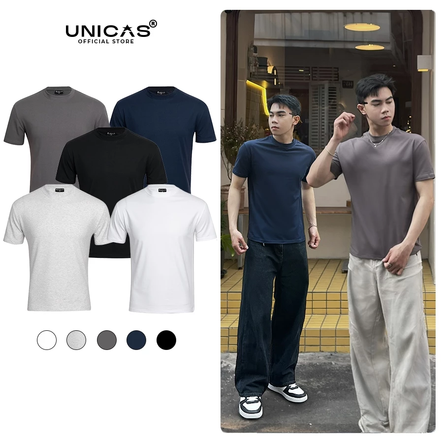 Áo Thun Unisex UNICAS Form CleanFit Vải Em Bé 100% Cotton Mềm Mát Tôn Dáng